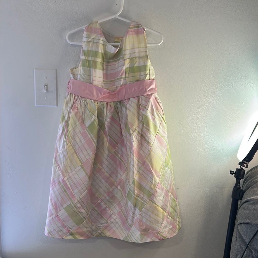 Plaid Kids Dress with Pink Accents